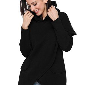 Cape-style wrap around hoodie